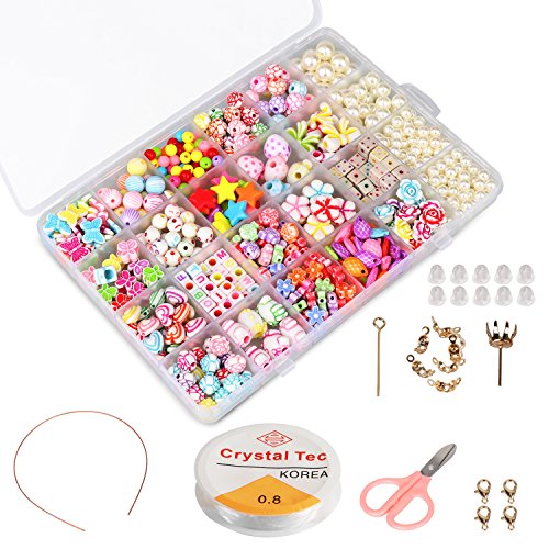 Niños bricolaje conjunto de cuentas (500pcs), PHOGARY DIY pulseras collares, cuentas para la fabricación de joyas para niños, kit de fabricación de cuentas como kit de regalo para niñas