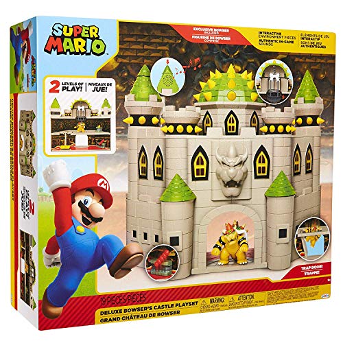 Nintendo- Super Mario Bros, Castillo Bowser Deluxe Playset grande con figura exclsuvia (Jakks Pacific 400202-1SOC)