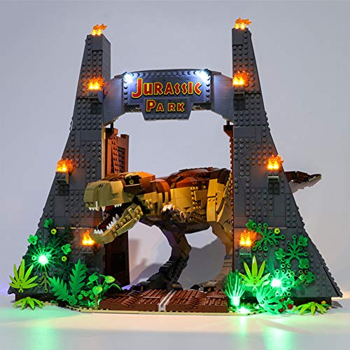 Nlne Conjunto De Luces (Jurassic World Parque Jurásico: Caos del T. Rex) Modelo De Construcción De Bloques - Kit De Luz LED Compatible con Lego 75936 (NO Incluido En El Modelo)