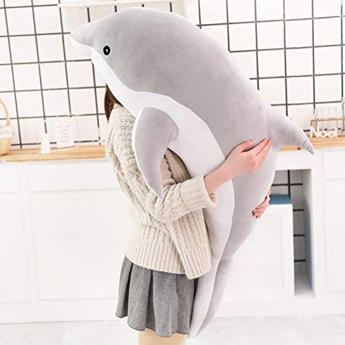 NMJHG Large Plush Dolphin Toys Stuffed Sea Animal Cute Girls Dolls Soft Baby Sleeping Pillow Christmas Birthday Gift for childre 50cm     Gray    Blue    Pink