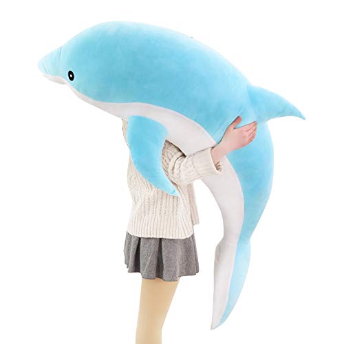 NMJHG Large Plush Dolphin Toys Stuffed Sea Animal Cute Girls Dolls Soft Baby Sleeping Pillow Christmas Birthday Gift for childre 50cm     Gray    Blue    Pink