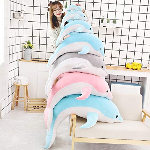 NMJHG Large Plush Dolphin Toys Stuffed Sea Animal Cute Girls Dolls Soft Baby Sleeping Pillow Christmas Birthday Gift for childre 50cm     Gray    Blue    Pink