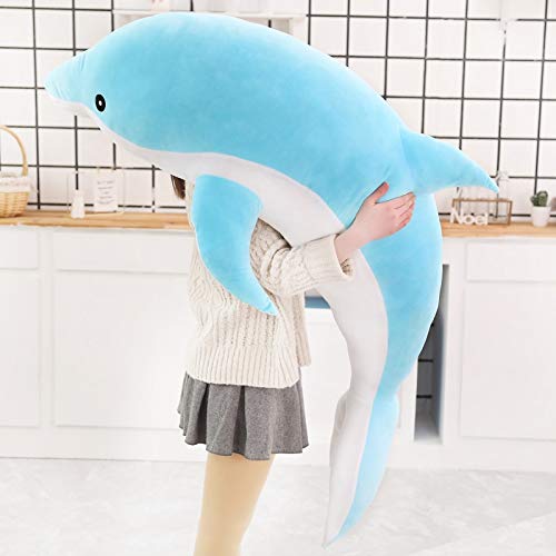 NMJHG Large Plush Dolphin Toys Stuffed Sea Animal Cute Girls Dolls Soft Baby Sleeping Pillow Christmas Birthday Gift for Children 120cm Large Pillow  Grey    Pink    Blue