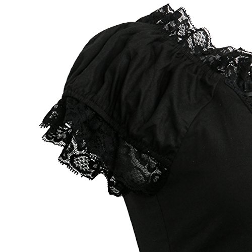 Nofonda Vestido Negro Gótico Clásico de Chicas Disfraz de Bruja Vampiro Falda Lolita Dulce Steampunk para Mujer Traje Tradicional para Fiestas (S)