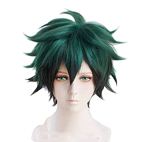 NUWIND - Peluca Anime Cosplay de My Hero Academia para Hombres Fans de Midoriya Izuku Disfraz Halloween Carnaval de Navidad Verde y Negro