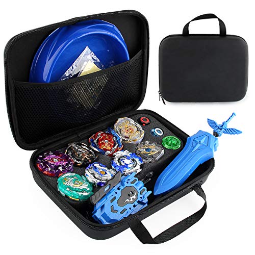 OBEST Conjunto de Peonzas Juguetes con Bolsa Portátil, 8 Gyros y 2 Turbo Lanzador Set, con Disco de Batalla, Spinner Tops para Niños