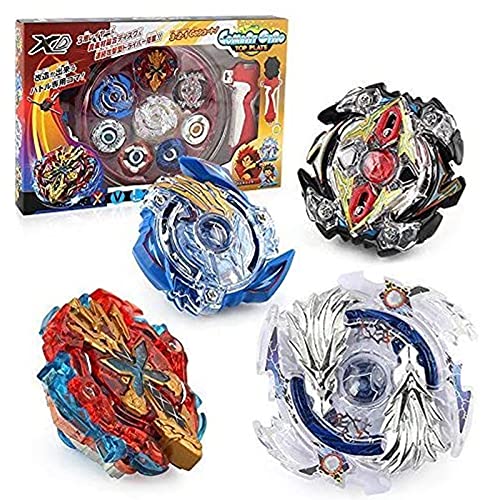 OBEST Peonzas con Lanzador Conjunto, 4 Burst Turbo Gyro y 2 Launcher y Disco de Batalla Set, Juego de empuñadura de Metal con Arena Fusion 4D, Regalos de Juguetes para Niños