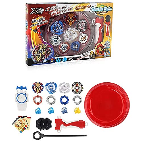 OBEST Peonzas con Lanzador Conjunto, 4 Burst Turbo Gyro y 2 Launcher y Disco de Batalla Set, Juego de empuñadura de Metal con Arena Fusion 4D, Regalos de Juguetes para Niños