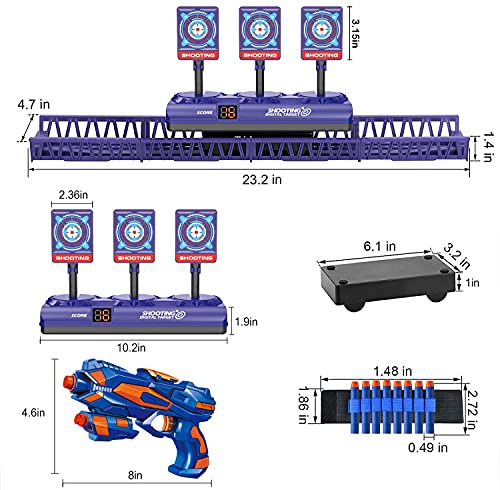 Objetivo de Tiro Electrónico Móvil para Nerf Pistola, Diana Digital con 1 Armas Juguete, 40 Dardos Espuma, Reinicio Automático, Puntuación y Sonido, Juego al Aire Libre Chicos, Regalo Niño 4 a 15 años