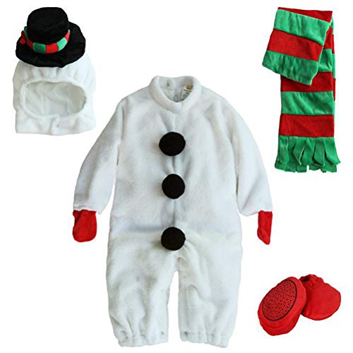 Odziezet Navidad Conjunto Bebé Niño Niña Papá Noel Elf Reno Muñeco de Nieve Ropa Disfraz 4 PCS Sombrero + Traje + Zapatos + Bufanda 0-2 años