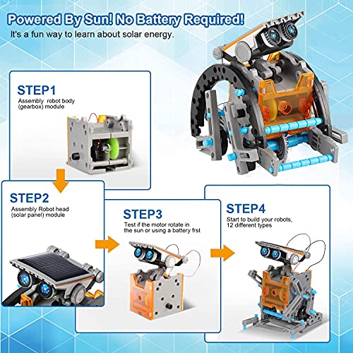 OFUN Juguete Robot Stem para niños, 12 in 1 Robots Kit de Ciencia Divertido Juego Creativo y DIY Juguetes, Manualidades Regalos para niños de 8 a 12 años