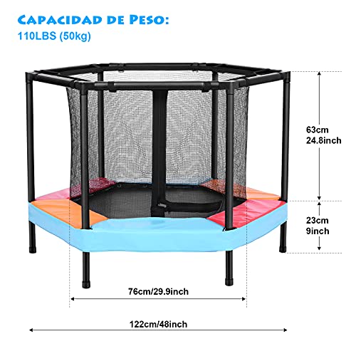 ONETWOFIT Cama Elástica, Cama Elástica para Niños, Trampolín Fitness Plegable, Trampolín niños Peso máximo 75 kg OT313