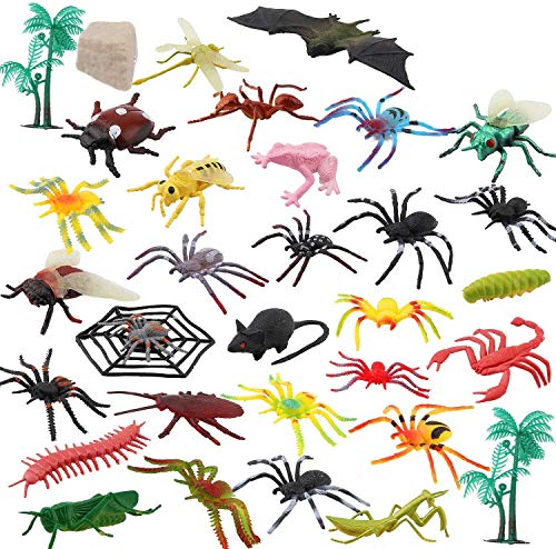 OOTSR 32 Piezas Insectos de plástico Bichos Figuras variadas realistas Juguetes de Insectos realistas Hechos PVC Calidad para niños Fiesta de cumpleaños temática de Insectos educativos y favores