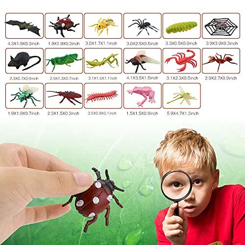 OOTSR 51 PCS Figuras de Insectos Juguete Animales, Realistas Figuras Bichos Plásticos Kits para Niño Piñatas Regalos Educación Infantil Fiesta, 39PCS Insectos Surtidos 12PCS Mariposas Juguetes