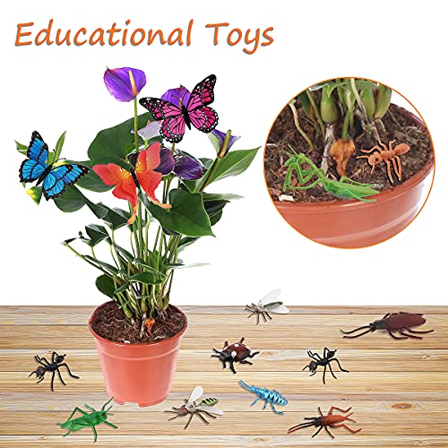 OOTSR 51 PCS Figuras de Insectos Juguete Animales, Realistas Figuras Bichos Plásticos Kits para Niño Piñatas Regalos Educación Infantil Fiesta, 39PCS Insectos Surtidos 12PCS Mariposas Juguetes