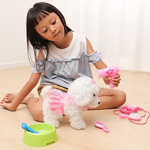 OR OR TU Control Remoto Felpa Electrónica Juguete Perro Mascota para Niñas Caminando y Ladrando,Agitar Cola Juguetes Interactivos Educación Temprana Regalo de Cumpleaños para Niños 3 4 5 6+ Años