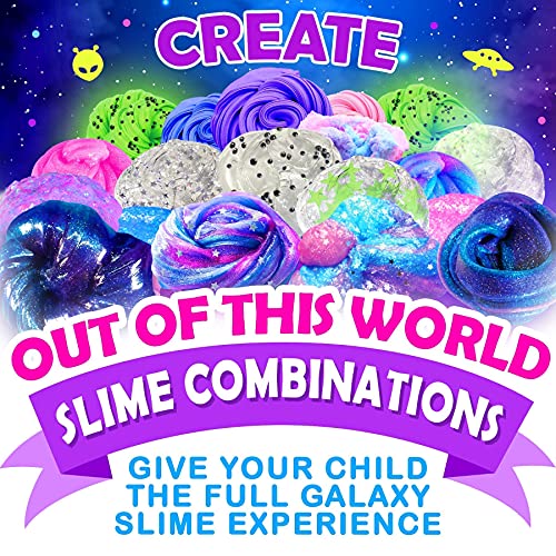 Original Stationery Galaxy Slime para Niños Kit Galaxy Slime Estrellas Que Brillan en la Oscuridad y Polvo de Slime para Hacer Slime Brillante y Galáctico!