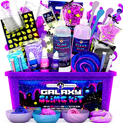 Original Stationery Galaxy Slime para Niños Kit Galaxy Slime Estrellas Que Brillan en la Oscuridad y Polvo de Slime para Hacer Slime Brillante y Galáctico!