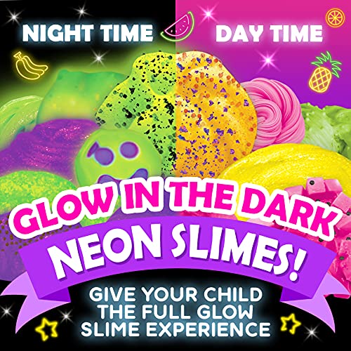 Original Stationery Slime para Niños Fabrica de Slime Neon Tropical Glitter Glow in The Dark Slime Kit Prepara Crunchy Slime, Floam, Jelly Cube y Rainbow Slime, Gran Regalo para Niñas