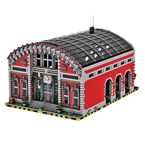 OSoMax Estación de tren de la ciudad MOC-72682 de BevinsBricks, estación de tren compatible con tren Lego, 8703 piezas