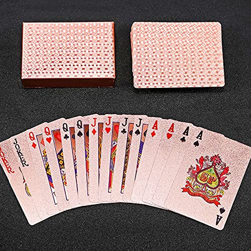 otutun Cartas Poker de plastico , 2 PCS Baraja Poker Set Profesional, Cartas Poker Plastificada Cartas de Poker Impermeables Cartas Clásicas para niños y Adultos Mesa Juegos de Cartas (Oro y oro rosa)