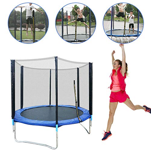 OUKANING Trampolín de jardín de 183 cm de diámetro. Cama elástica interior y exterior con un