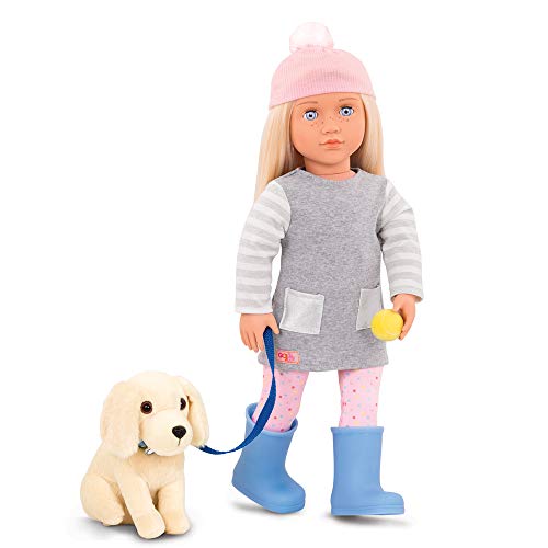 Our Generation- Muñeca Meagan (46 cm) y su Perrito Golden Retriever, Color (Battat BD31242C1Z)