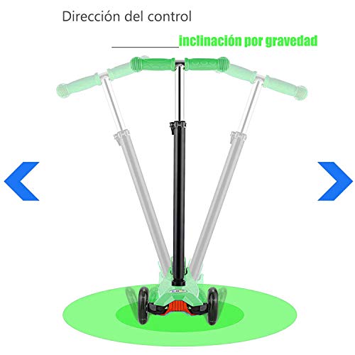 OUTCAMER Patinete Niño 3 a 12 Años Patinete 3 Ruedas con Led Luces Manillar Altura Ajustable 68-86cm para Niños y Niña Juegos Deportivos Scooter con Freno Posterior Monopatin Tres Ruedas Máxima 50 KG