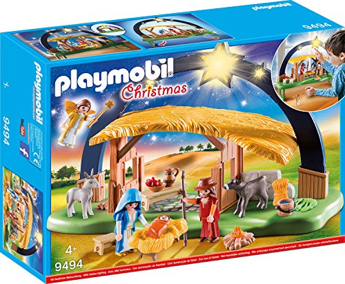 Outletdel ocio Belen Navidad Playmobil con Luz, Pesebre y Reyes Magos incluidos. 100 Piezas.