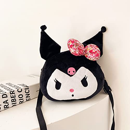 Ownlife Bolsas de Mensajero de Dibujos Animados Lindo de Kawaii Bolso Kuromi con Correa de Hombro Ajustable My Melody Soft Peluche Toys Monedero de Monedas for niños niños y niñas (Color : Pink)