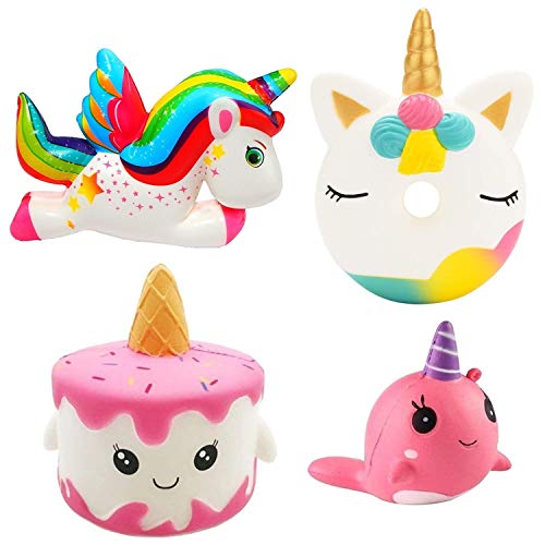 Pachock 4 pcs Kawaii Squishy Juguetes Descompresión Slow Rising Squeeze Bolas Alivio del estrés Squishies