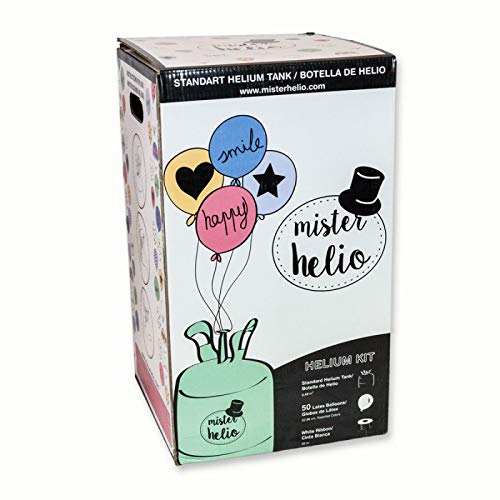 Pack 2 Bombonas de Helio Desechables Mister Helio (Para 60 Globos de látex incluidos). La botella de Helio más molona