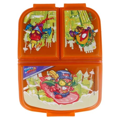 Pack 2 Sandwicheras con 3 Compartimentos para niños - lonchera Infantil - Porta merienda - Fiambrera Decorada (Superzings)