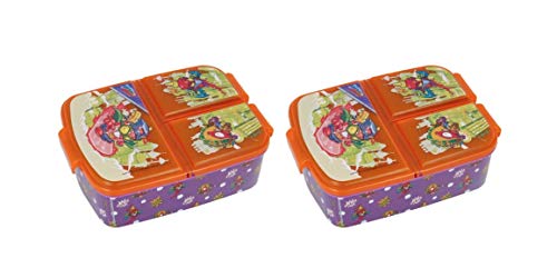 Pack 2 Sandwicheras con 3 Compartimentos para niños - lonchera Infantil - Porta merienda - Fiambrera Decorada (Superzings)