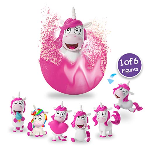 Pack 3 Bombas de Baño Infantiles de Unicornios con Juguete Regalo Sorpresa figurita de Unicornio. Lote de 3 Sales de Baño Espumosas para Bañera o Piscina de Niños con Olor a Palomitas de Maíz.