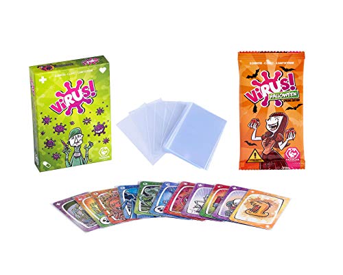 Pack Juego de Cartas Virus + Virus Halloween + 100 Fundas. Edicion Española. +8 años