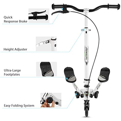 Pagacat Scooter Swing Scooter Tri Slider Wiggle Scooter, altura ajustable, 3 ruedas, plegable, para niños y niñas