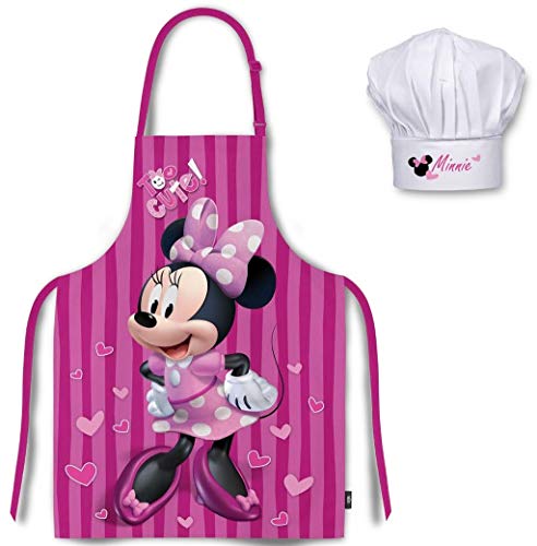 Palleon Minnie - Juego de delantal y gorro de cocina para niños