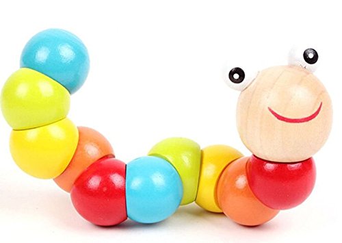 PAMRAY Juguetes Gusano de Madera Colorido Insecto Counting Perla Bloques Toys Inteligente Desarrollo para Niños Pequeños1 Edad