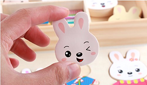 PAMRAY Rompecabezas de Vestir Juguetes Puzzles Osos Conejos Cambiar la Ropa DIY para Madera Juego para Niñas Niños Bebés de Dress up Toy de 3 Años y Más 72 Piezas Conejo