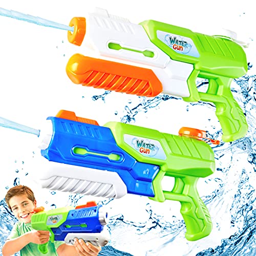 Paochocky Juguetes de Super Pistolas de Agua 1400ml Diversión Potente Chorro de Agua con Alcance de hasta 10m para Verano Piscina Al Aire Libre Jardin Fiesta Batalla de Agua para niños Adultos