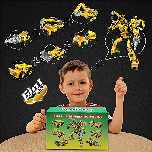 Paochocky Set de Bloques de Construcción 6 in 1 Stem Juguetes de Transformers Robots Regalo de Juguete de DIY Creativo Conjunto para Niños y Niñas (479 Piezas)