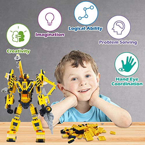 Paochocky Set de Bloques de Construcción 6 in 1 Stem Juguetes de Transformers Robots Regalo de Juguete de DIY Creativo Conjunto para Niños y Niñas (479 Piezas)