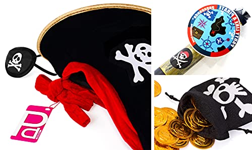 papapanda Sombrero de Pirata con Parche telescopio Monedas para niños