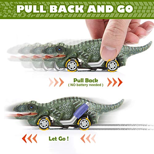 Paquete de 6 Coches de Dinosaurios Juguetes,WolinTek Juego de Juguetes de Dinosaurio para Coche,Juguetes,Juguetes para Niños,Regalos para Niños