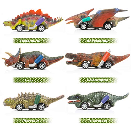 Paquete de 6 Coches de Dinosaurios Juguetes,WolinTek Juego de Juguetes de Dinosaurio para Coche,Juguetes,Juguetes para Niños,Regalos para Niños