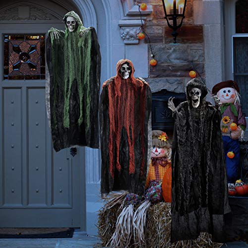 Parcas para Colgar de Halloween (3 Piezas), Las Parcas de Halloween Una de 135 cm y Dos de 80 cm, Fantasma Volador de Esqueleto de Halloween para Decoración