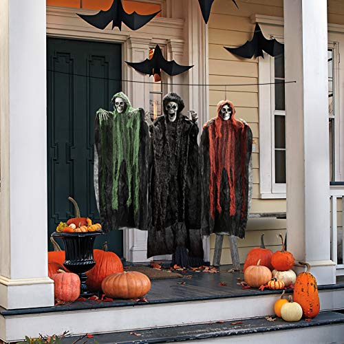 Parcas para Colgar de Halloween (3 Piezas), Las Parcas de Halloween Una de 135 cm y Dos de 80 cm, Fantasma Volador de Esqueleto de Halloween para Decoración