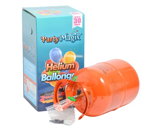 PartyMagix Helio Premium - Gas para globos, envasado en Alemania, para 30 globos, bombona de gas, para decoración de cumpleaños, fiestas, bodas, globos desechables (para aprox. 30 globos)