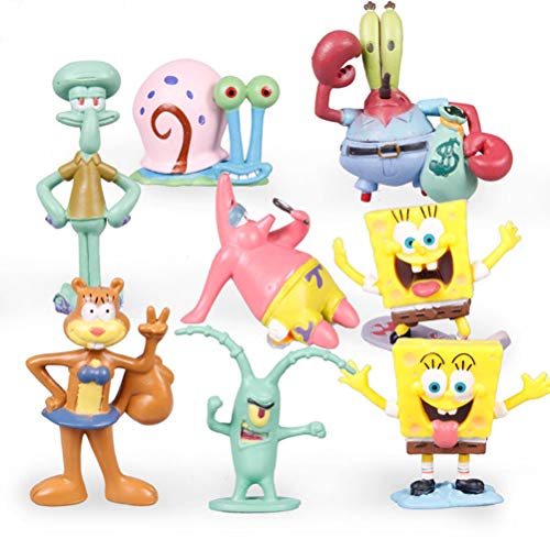 passer 8 muñecos de dibujos animados de Bob Esponja Juguetes, figura de anime muñeca linda figura de pulpo ornamento decoración del coche para niños